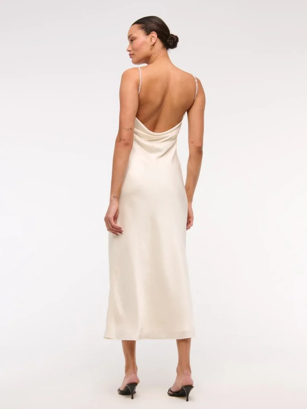 Abercrombie & Fitch Faux Pearl Strap Maxi Dress | Size L Regular